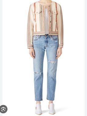 Rebecca Minkoff Charlie Striped Linen Jacket Womens Small Medium